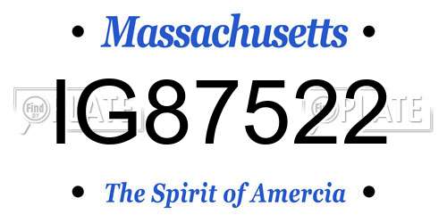 IG87522 Massachusetts License Plate