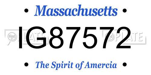 IG87572 Massachusetts License Plate