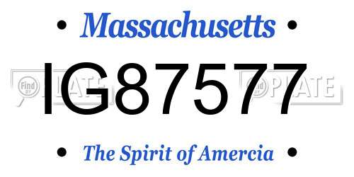 IG87577 Massachusetts License Plate