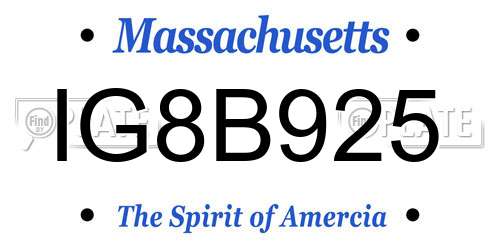 IG8B925 Massachusetts License Plate