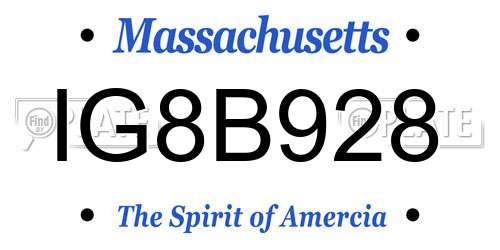 IG8B928 Massachusetts License Plate