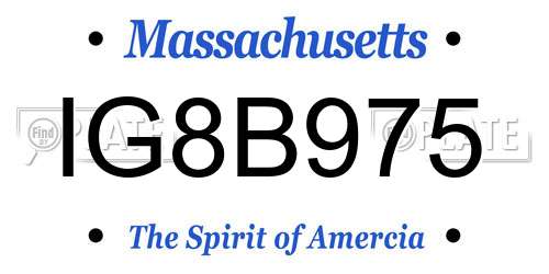 IG8B975 Massachusetts License Plate