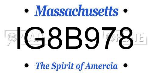 IG8B978 Massachusetts License Plate