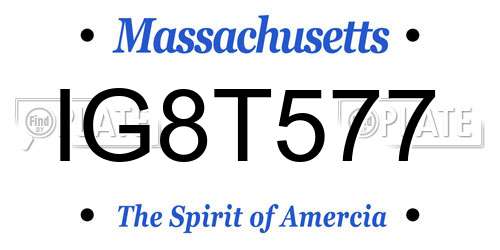 IG8T577 Massachusetts License Plate