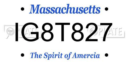 IG8T827 Massachusetts License Plate