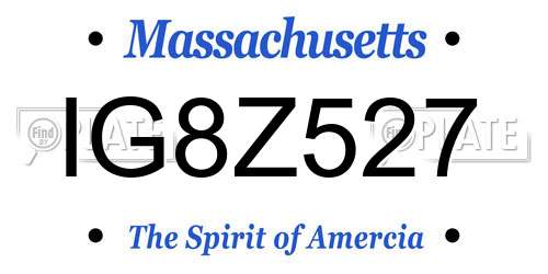 IG8Z527 Massachusetts License Plate