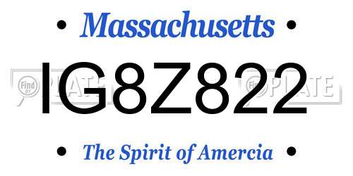 IG8Z822 Massachusetts License Plate