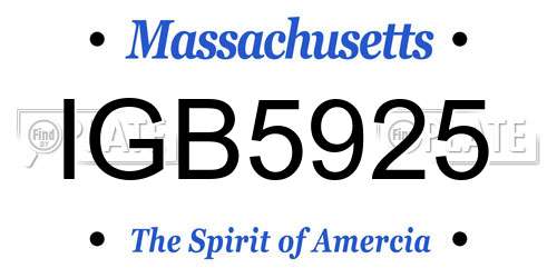 IGB5925 Massachusetts License Plate