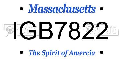 IGB7822 Massachusetts License Plate