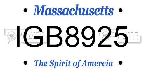 IGB8925 Massachusetts License Plate