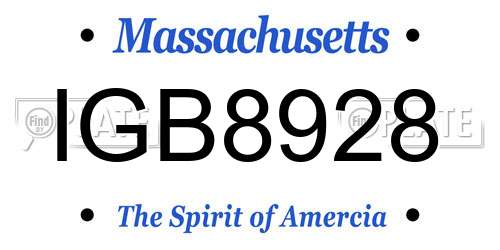 IGB8928 Massachusetts License Plate