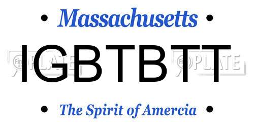 IGBTBTT Massachusetts License Plate