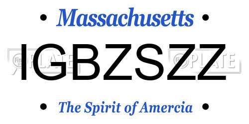 IGBZSZZ Massachusetts License Plate
