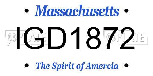 IGD1872 Massachusetts License Plate