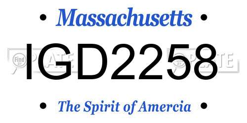 IGD2258 Massachusetts License Plate