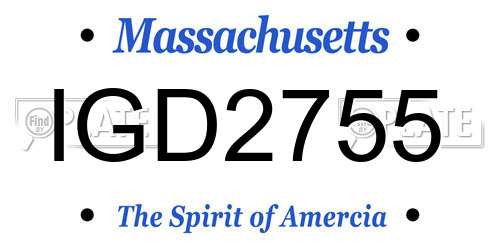 IGD2755 Massachusetts License Plate