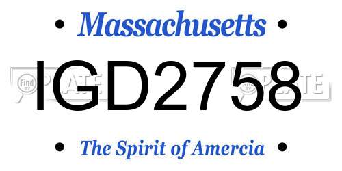 IGD2758 Massachusetts License Plate