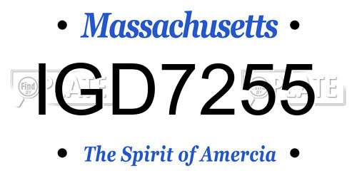 IGD7255 Massachusetts License Plate