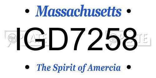 IGD7258 Massachusetts License Plate