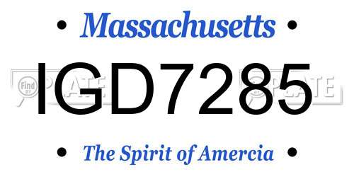 IGD7285 Massachusetts License Plate
