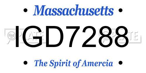 IGD7288 Massachusetts License Plate