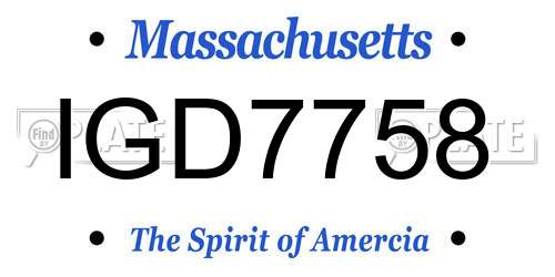 IGD7758 Massachusetts License Plate