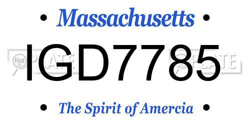 IGD7785 Massachusetts License Plate