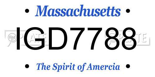 IGD7788 Massachusetts License Plate