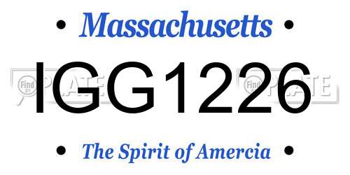 IGG1226 Massachusetts License Plate