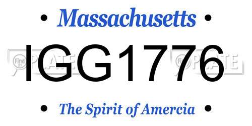 IGG1776 Massachusetts License Plate