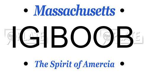 IGIBOOB Massachusetts License Plate