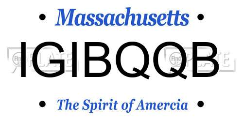IGIBQQB Massachusetts License Plate