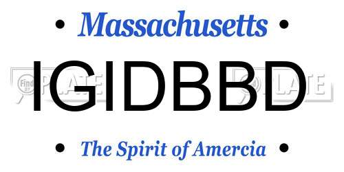 IGIDBBD Massachusetts License Plate
