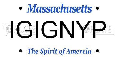 IGIGNYP Massachusetts License Plate