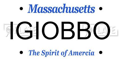 IGIOBBO Massachusetts License Plate