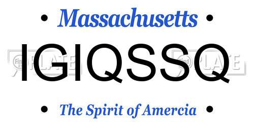 IGIQSSQ Massachusetts License Plate