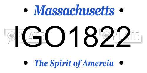 IGO1822 Massachusetts License Plate