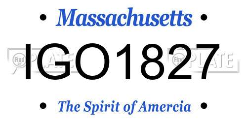IGO1827 Massachusetts License Plate