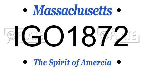 IGO1872 Massachusetts License Plate