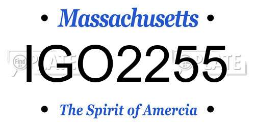 IGO2255 Massachusetts License Plate