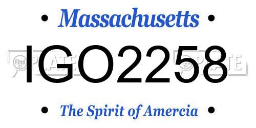 IGO2258 Massachusetts License Plate