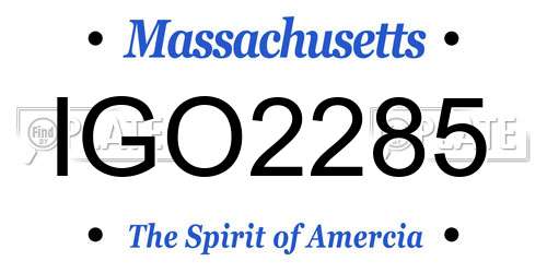 IGO2285 Massachusetts License Plate