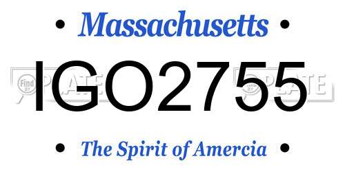 IGO2755 Massachusetts License Plate