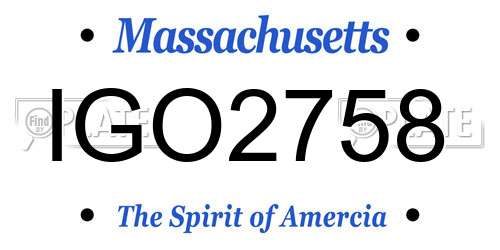 IGO2758 Massachusetts License Plate