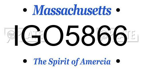 IGO5866 Massachusetts License Plate