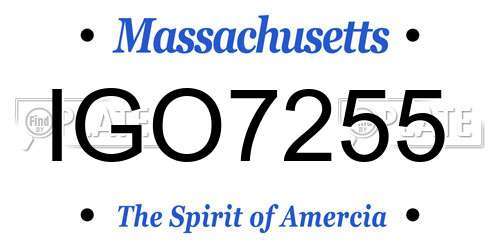 IGO7255 Massachusetts License Plate