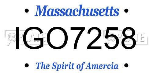 IGO7258 Massachusetts License Plate
