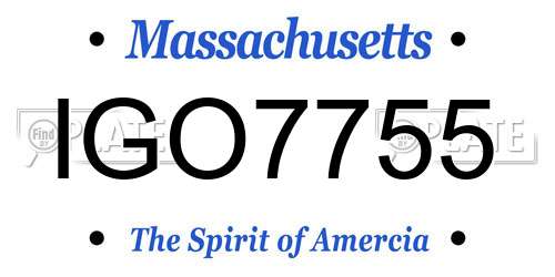 IGO7755 Massachusetts License Plate