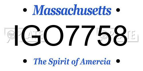 IGO7758 Massachusetts License Plate