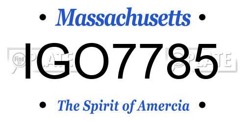 IGO7785 Massachusetts License Plate